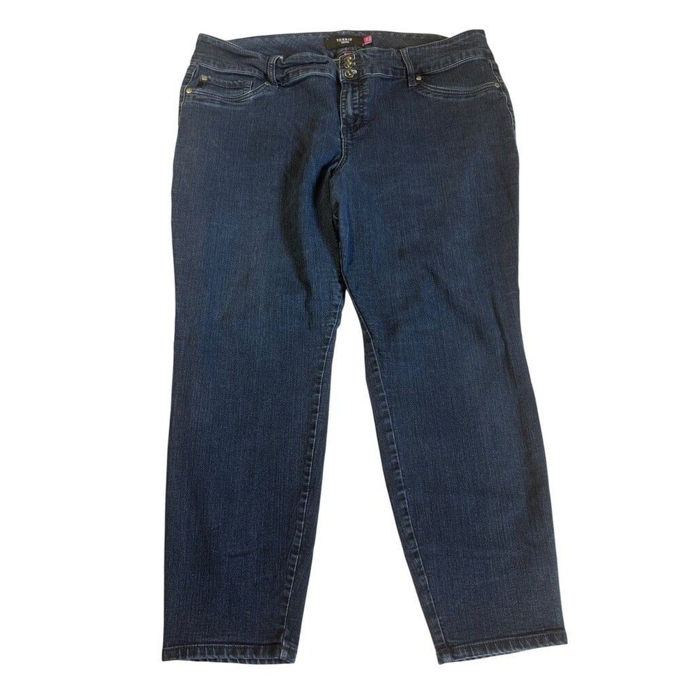 Torrid Womens Size 24 Premium Denim Dark Wash Jeans Classic Stretchy Blue Ankle
